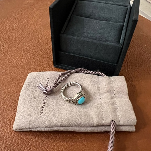 David Yurman Petite Albion Ring with turquoise and diamond LIMITED—LIKE NEW - Picture 6 of 6